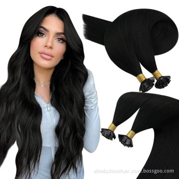 Double drawn Cuticle Remy Hair extension for woman Silky straight Pre Bonded Hair Extensions Flat bond extension Flat tip hair